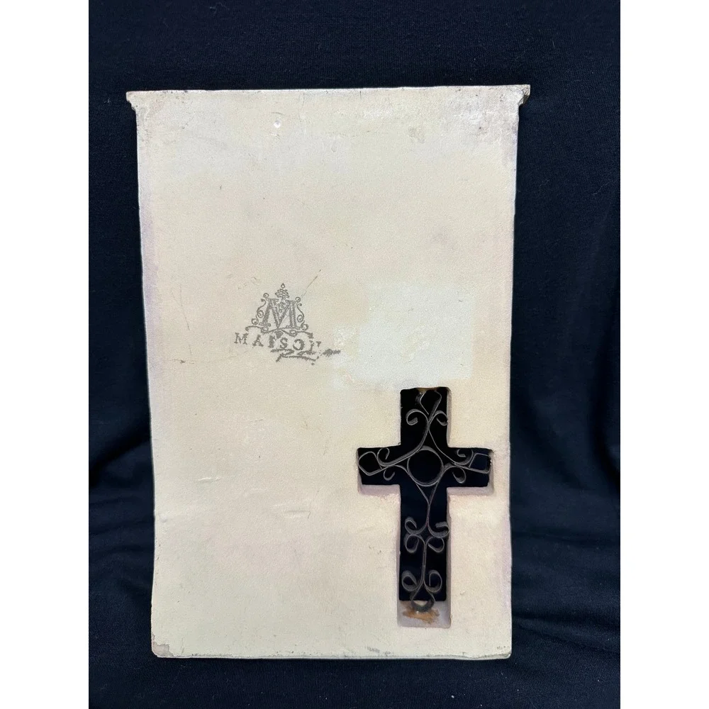 Religious Standing Plaque Tan Romans 8:38-39 Scripture Cross Filigree Table Top